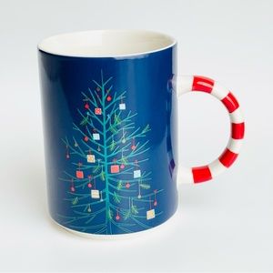 Starbucks Mug Holiday Christmas Tree Candy Cane Stripe Handle Blue 12 fl oz Cup